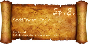 Szünder Erik névjegykártya